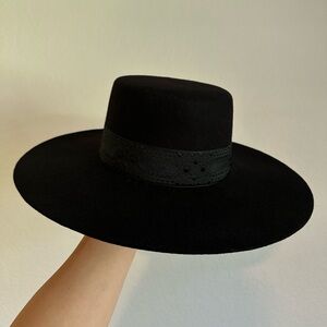 Lack of Color Sierra Black Wool Wide-Brimmed Boater Hat